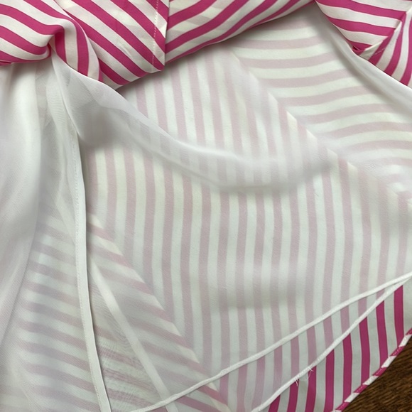Michael Kors Striped Silk Pink and Off White Flowy Mini Skirt Size 14 - Picture 8 of 12